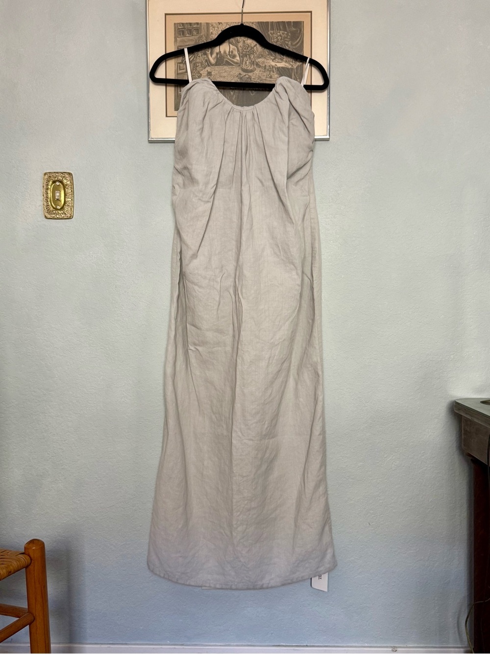 CO Strapless Linen Pleat Detail Dress